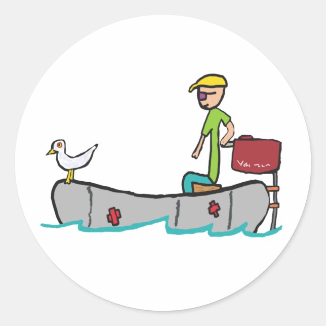 Inflatable Rubber Dinghy Classic Round Sticker (Front)