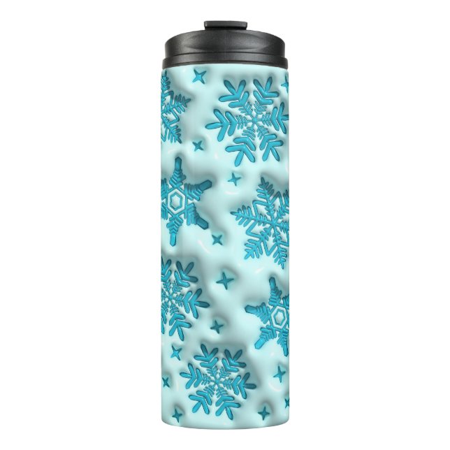 Inflated Snowflakes Puffy Tumbler: Sip in Winter  Thermal Tumbler (Front)