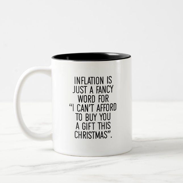 Inflation Funny Christmas Meme Coffee Mug (Left)