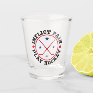 Inflict Pain Play Hockey Shot Glass