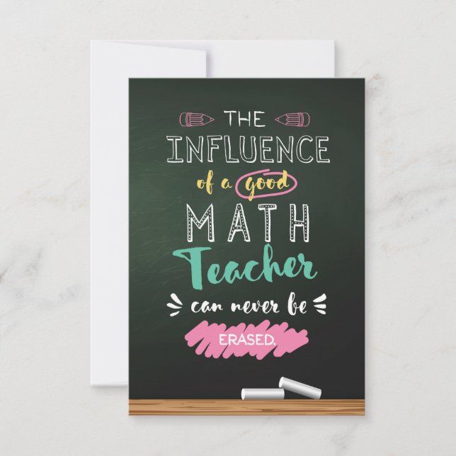 Influence of a Good Math Teacher Thank You Card (Front)