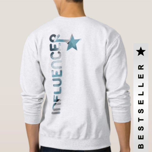 INFLUENCER Back Print Trend Abstract Blue Sweatshirt (Creator Uploaded)