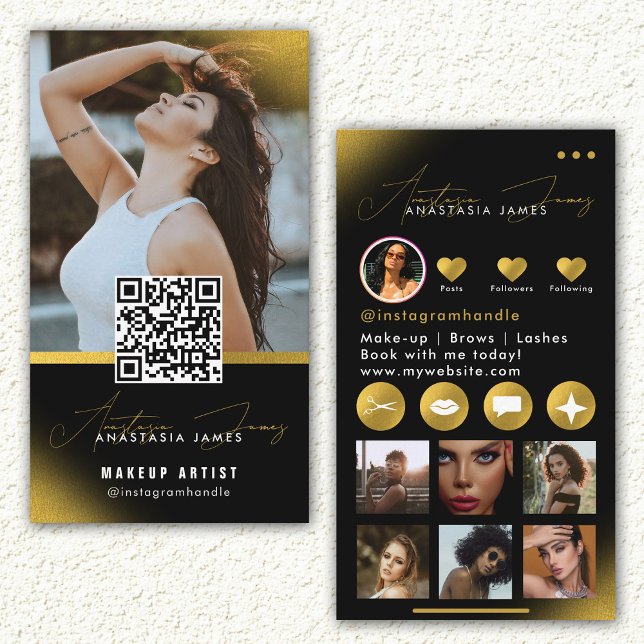 Influencer Beauty Artist Hair Nails Lashes Gold Business Card (Influencer Beauty Artist Hair Nails Lashes Gold Business Card)
