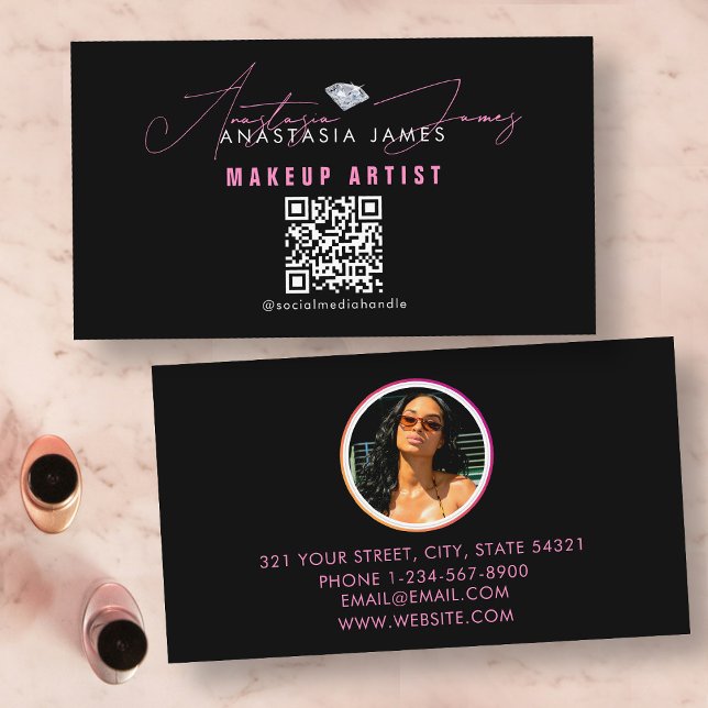 Influencer Beauty Luxury Social Media QR Code  Business Card (Influencer Beauty Luxury Social Media QR Code Business Card)