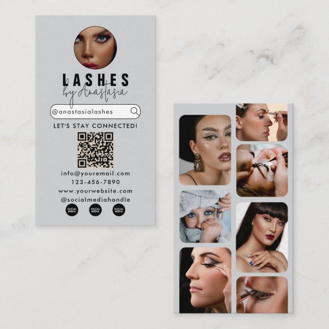 Influencer Beauty Makeup Artist Hair Lashes Photos Business Card (Front/Back)