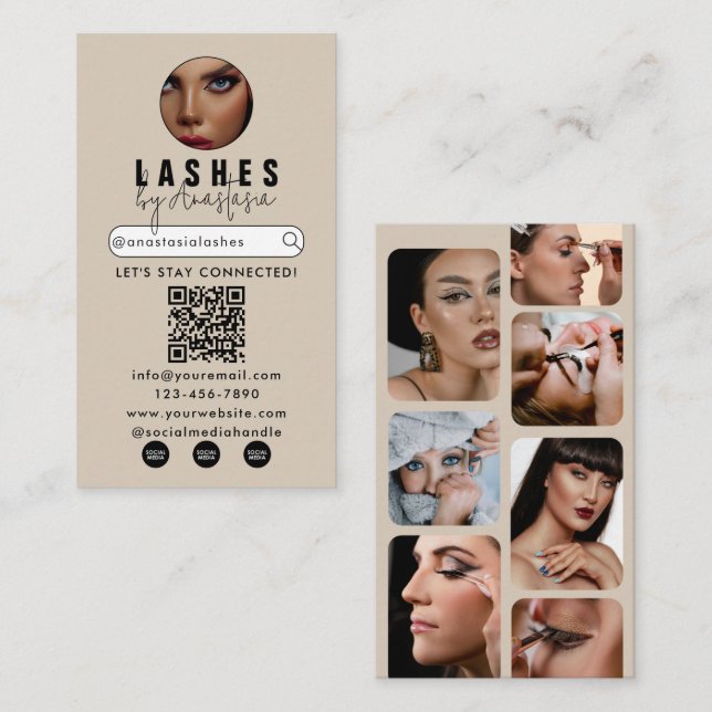Influencer Beauty Makeup Artist Hair Lashes Photos Business Card (Front/Back)