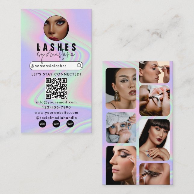 Influencer Beauty Makeup Artist Hair Lashes Photos Business Card (Front/Back)