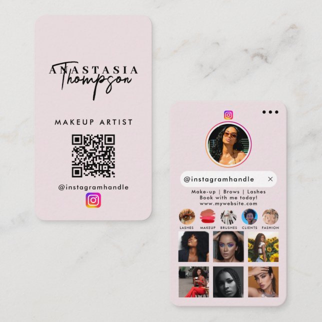 Influencer Beauty Nail Tech Social Media QR Code Business Card (Front/Back)