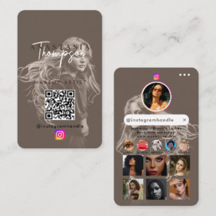 Influencer Beauty Nails Social Media Earthy Beige Business Card