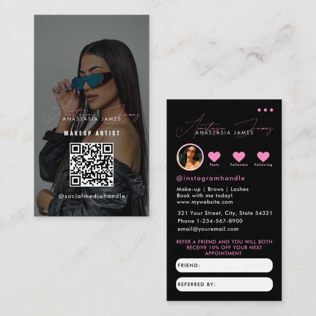 Influencer Business Grid Refer A Friend Referral  Business Card (Front/Back)