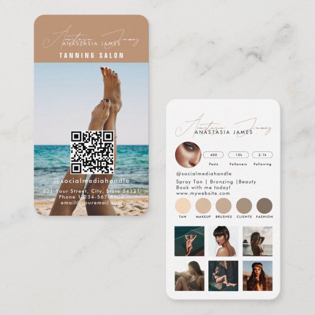 Influencer Feed Grid Social Media QR Code Business Business Card (Front/Back)