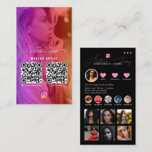 Influencer Photo Feed Grid Social Media 2 QR Code  Business Card