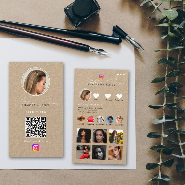 Influencer Photo Feed Grid Social Media Kraft Business Card (Influencer Photo Feed Grid Social Media Kraft Business Card)