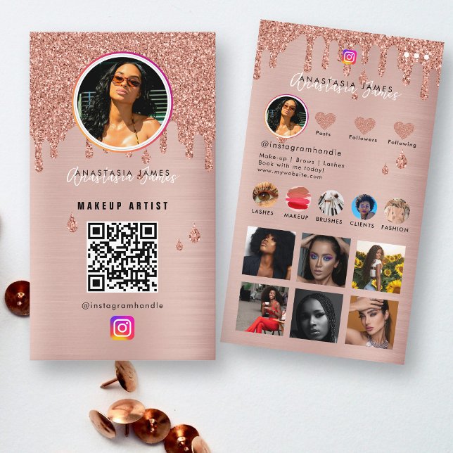 Influencer Photo Feed Grid Social Media QR Code  Business Card (Influencer Photo Feed Grid Social Media QR Code Business Card)