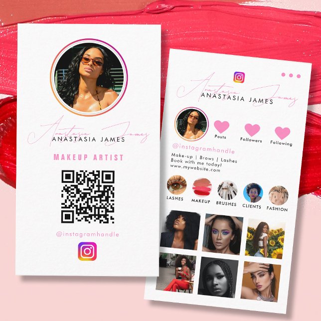 Influencer Photo Feed Grid Social Media QR Code  Business Card (Influencer Photo Feed Grid Social Media QR Code Business Card)