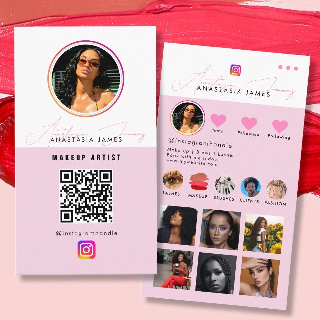Influencer Photo Feed Grid Social Media QR Code  Business Card (Influencer Photo Feed Grid Social Media QR Code Business Card)
