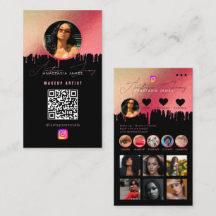 Influencer Photo Feed Social Media QR Code Pink Business Card