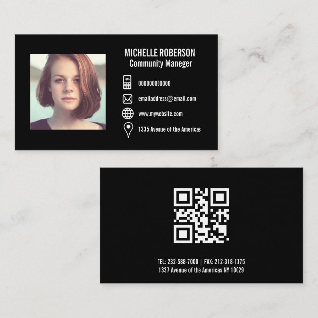 Info icons QR Code logo or picture Business Card (Front/Back)