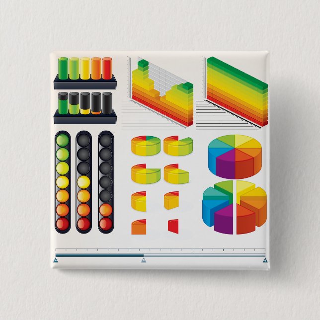 Infographic Elements and Data Visualisation 15 Cm Square Badge (Front)