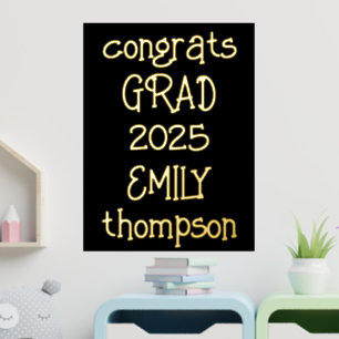 Informal Congrats Grad Name 2024 Black Foil Prints