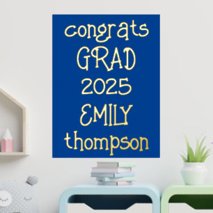 Informal Congrats Grad Name 2024 Graduation Blue Foil Prints