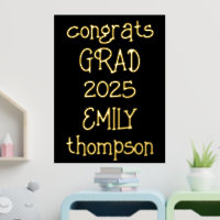 Informal Congrats Grad Name 2025 Black