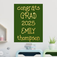 Informal Congrats Grad Name 2025 Graduation Green