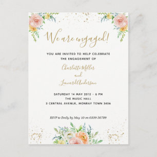 Informal floral engagement party invitation