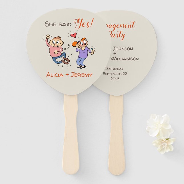 Informal Funny She Said Yes Engagement Hand Fan (Front and Back)