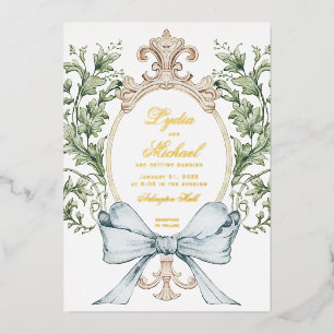 Informal Leaf Crest w/ Bow   Monogram Wedding