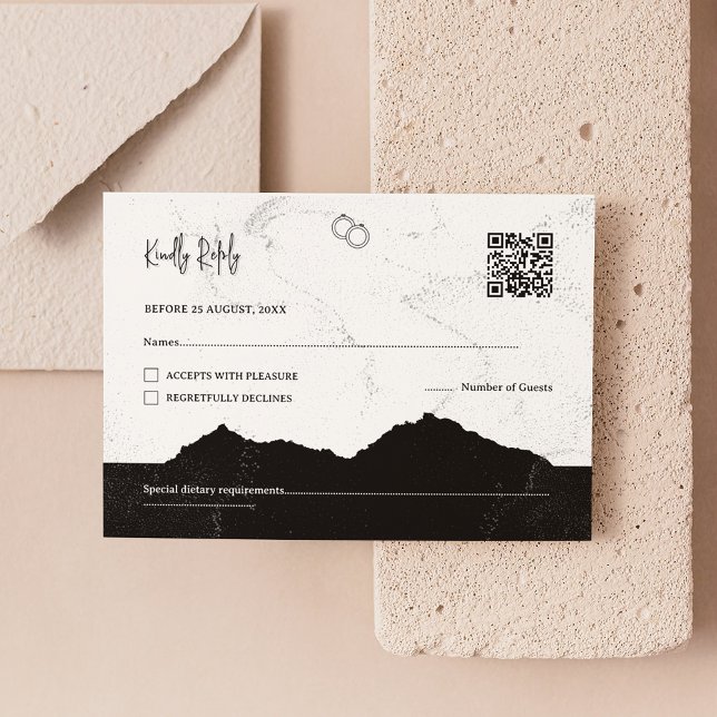 Informal Minimalist Black & White | QR Code RSVP Card (Creator Uploaded)