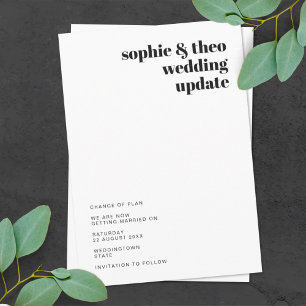 Informal Minimalist Modern Wedding Update Change Announcement