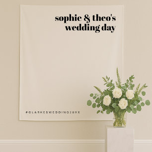 Informal Minimalist Retro Wedding Photo Backdrop Tapestry