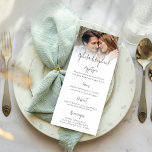 Informal Photo Script Boho Wedding Menu Card<br><div class="desc">Available printed or digitally. Informal Photo Overlay Script Boho Wedding Menu Card  A fully customisable design with your photo behind a graduated tinted layer,  your names and menu details. Easy to personalise with your favourite photo and words.</div>