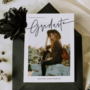 Informal Script Graduation Announcement Card 