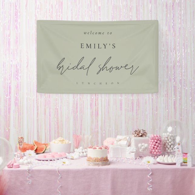 Informal Script Light Sage Welcome Bridal Shower Banner (Party)