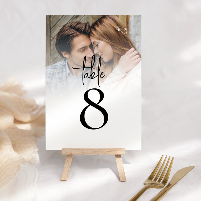 Informal Script Photo Overlay Table Number (Creator Uploaded)
