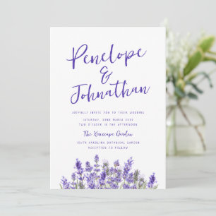 Informal Watercolor Lavender Handwritten Wedding Invitation