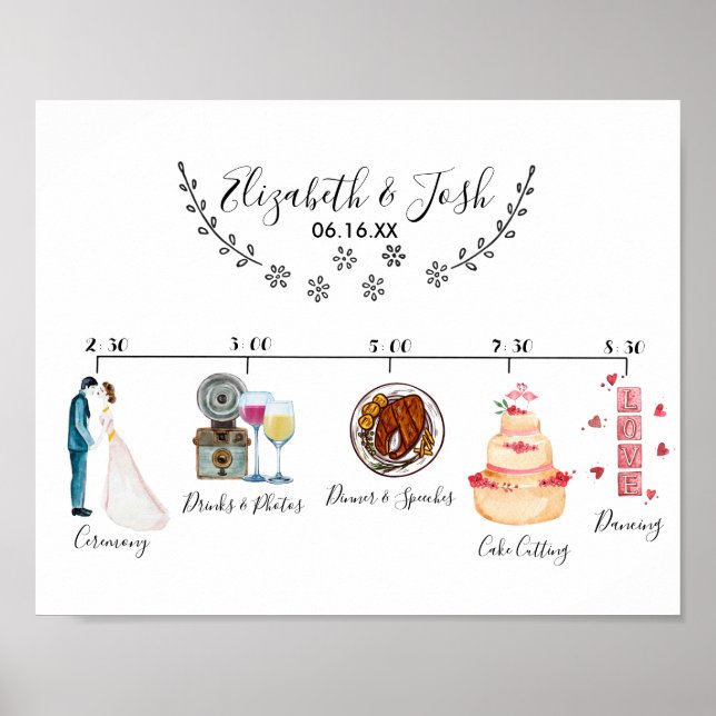 Informal Wedding Schedule Welcome Sign (Front)