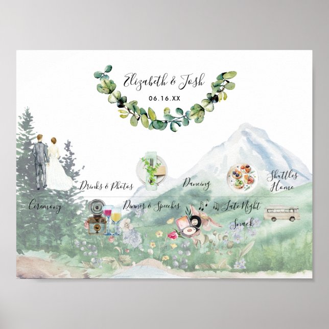 Informal Wedding Schedule Welcome Sign (Front)
