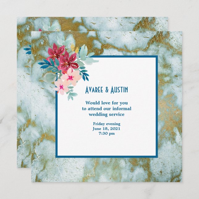 Informal Wedding Watercolor Flowers Invitation (Front/Back)