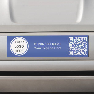 Information Business Logo & QR Code Branding Blue Bumper Sticker