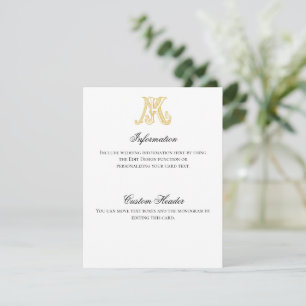 Information Card KM Monogram or MK Monogram