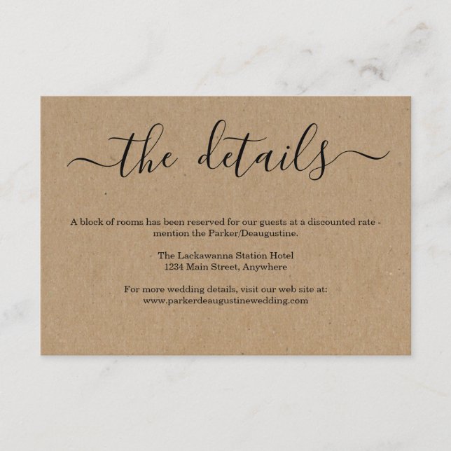 Information / Details Enclosure Card  Rustic Kraft (Front)