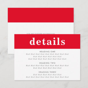 INFORMATION DETAILS modern bold boy red Invitation