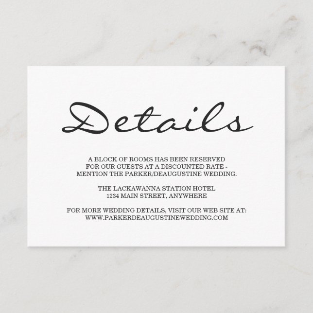 Information Enclosure Card (Front)