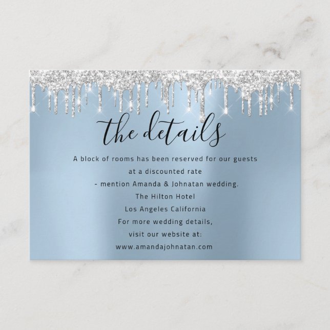 Information Enclosure Card Wedding Details Blue (Front)