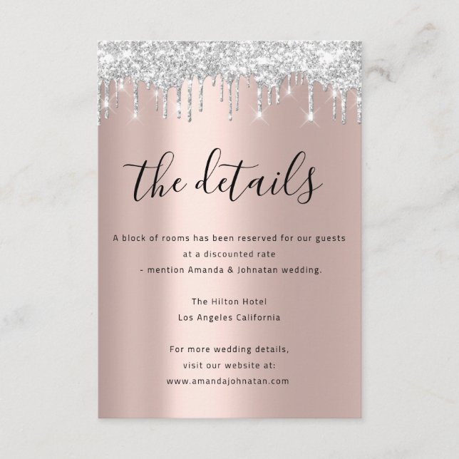 Information Enclosure Card Wedding Details Drips (Front)