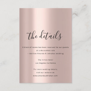 Information Enclosure Card Wedding Details Rose