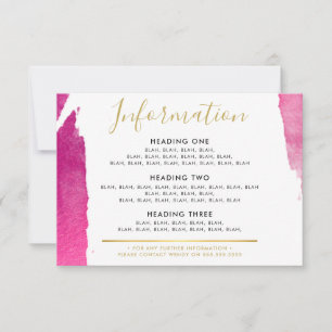 INFORMATION ENCLOSURE modern luxe gilded pink Thank You Card